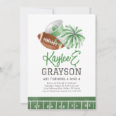 Grüner Fußball und Vorreiter Geburtstag Einladung (Vorderseite)