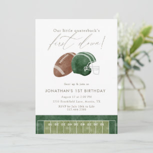 Grüner Fußballhelm zum ersten Geburtstag Einladung