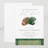 Grüner Fußballhelm zum ersten Geburtstag Einladung (Vorne/Hinten)