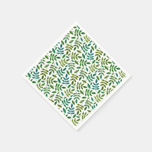 Grüner Garten Blätter Muster. Botanisch wasserfarb Serviette (Ecke)