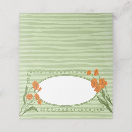 Grüner Garten Charming Whimsical Handgezeichnet Or Platzkarte (Außenseite Aufgefaltet)