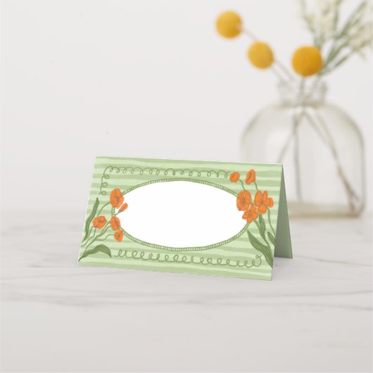 Grüner Garten Charming Whimsical Handgezeichnet Or Platzkarte (Vorderseite)