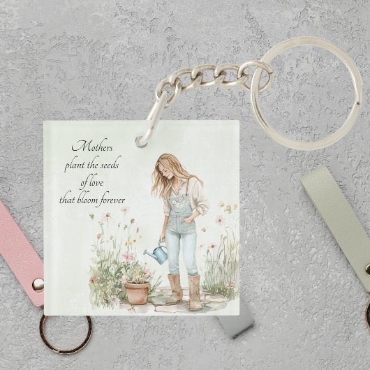 Grüner Garten Junge Mama Muttertag Schlüsselanhänger