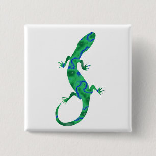 Grüner Gecko ArtDeco Button