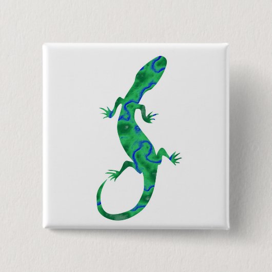 Grüner Gecko ArtDeco Button (Vorderseite)