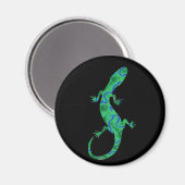 Grüner Gecko ArtDeco Magnet (Vorderseite/Rückseite)