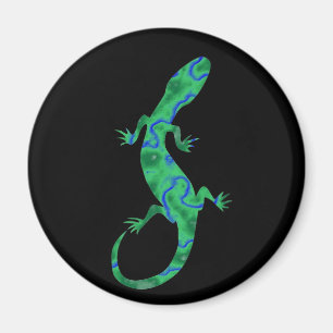 Grüner Gecko ArtDeco Magnet