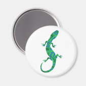 Grüner Gecko ArtDeco Magnet (Vorderseite/Rückseite)