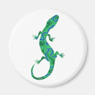 Grüner Gecko ArtDeco Magnet