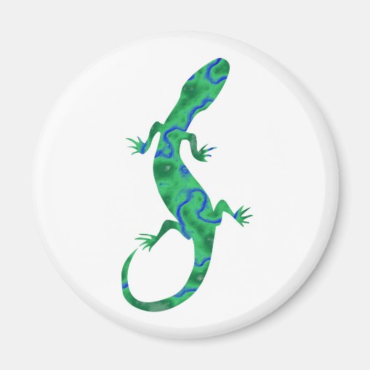 Grüner Gecko ArtDeco Magnet (Vorne)