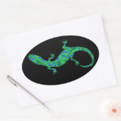 Grüner Gecko ArtDeco Ovaler Aufkleber (Umschlag)