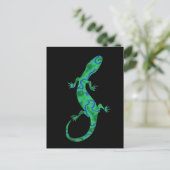 Grüner Gecko ArtDeco Postkarte (Stehend Vorderseite)