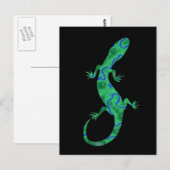 Grüner Gecko ArtDeco Postkarte (Vorne/Hinten)