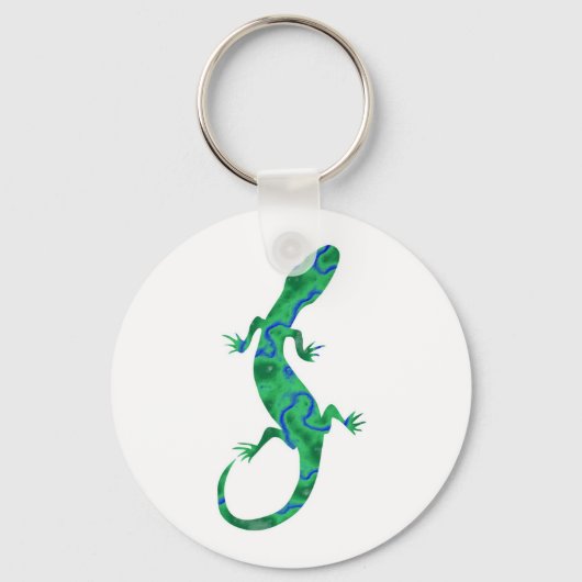 Grüner Gecko ArtDeco Schlüsselanhänger (Vorderseite)