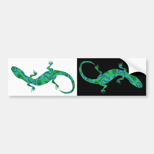 Grüner Gecko ArtDeco Schwarz-Weiß Autoaufkleber (Vorne)