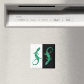 Grüner Gecko ArtDeco Schwarz-Weiß Magnet (In Situ (Geschirrspüler))