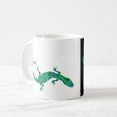 Grüner Gecko ArtDeco Schwarzweiß-Design Kaffeetasse (Vorderseite Links)