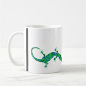 Grüner Gecko ArtDeco Schwarzweiß-Design Kaffeetasse (Links)