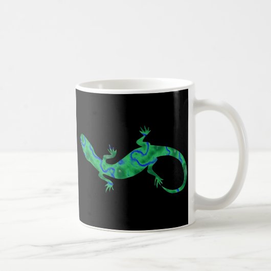 Grüner Gecko ArtDeco Schwarzweiß-Design Kaffeetasse (Rechts)