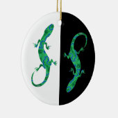 Grüner Gecko ArtDeco Schwarzweiß-Design Keramikornament (Rechts)