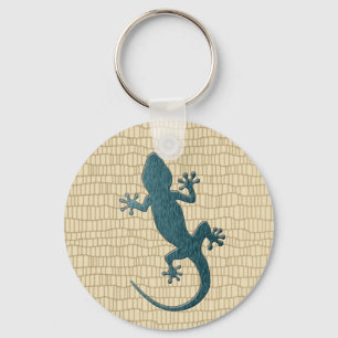 Grüner Gecko auf Reptil Schlüsselanhänger