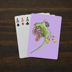 Grüner Gecko Stammes-Lavendel Rot Spielkarten