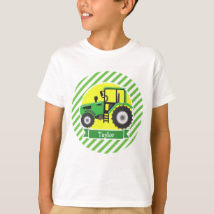 Grüner, gelber Bauerntraktor; grün und weiß T-Shirt