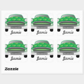 Grüner Gemeiner Retro-Autojunge zum Geburtstag Quadratischer Aufkleber (Blatt)