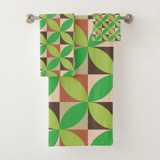 Grüner geometrischer Muster im Stil der Mitte des Badhandtuch Set (Insitu)