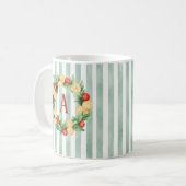 Grüner gestreifter Pasta-Kranz Initialen Tasse (Vorderseite Links)