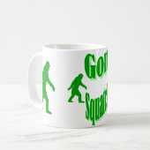 Grüner gezogener Squatchin-Slogan Kaffeetasse (Vorderseite Links)