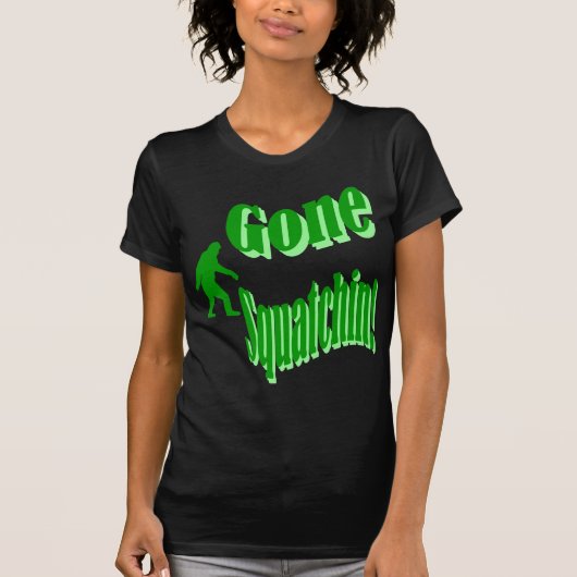 Grüner gezogener Squatchin-Slogan T-Shirt (Vorderseite)