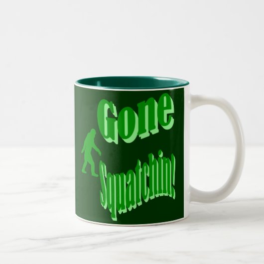 Grüner gezogener Squatchin-Slogan Zweifarbige Tasse (Rechts)