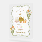 Grüner Gingham Alberner Gans 1. Geburtstag Acrylschild (Winkel)