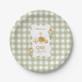 Grüner Gingham Alberner Gans 1. Geburtstag Pappteller (Vorderseite)