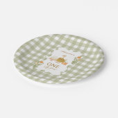 Grüner Gingham Alberner Gans 1. Geburtstag Pappteller (Schrägansicht)