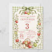 Grüner Gingham Apfelgarten Herbst Geburtstag Einladung (Vorderseite)