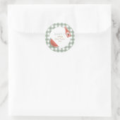 Grüner Gingham-Baby-Q-Rundsticker Runder Aufkleber (Tasche)