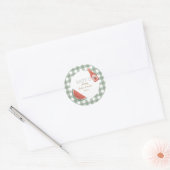 Grüner Gingham-Baby-Q-Rundsticker Runder Aufkleber (Umschlag)