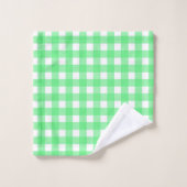 Grüner Gingham Badhandtuch Set (Waschlappen)