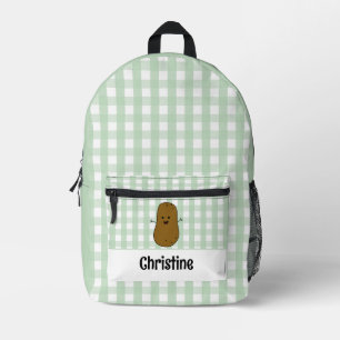 Grüner Gingham Brauner Kartoffel Custom Bedruckter Rucksack