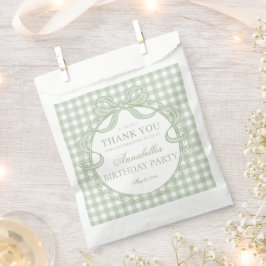 Grüner Gingham Coquette Schleifen Geburtstagsfeier Geschenktütchen