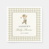 Grüner Gingham-Golf-Junge-Baby-Party Serviette (Vorderseite)