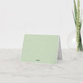 Grüner Gingham-Hasen Dankeschön Dankeskarte (Rückseite)