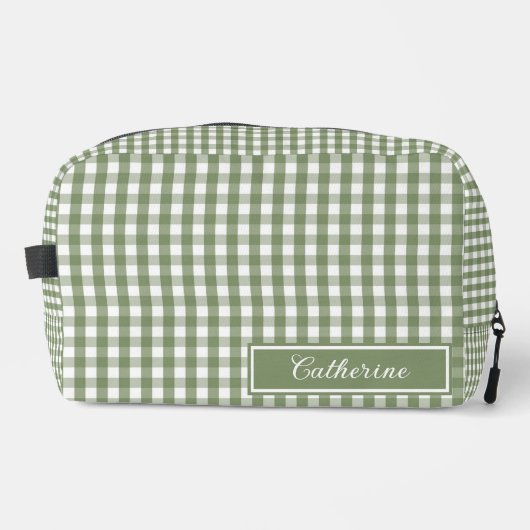 Grüner Gingham Hübsche Karo Kosmetik Schön Waschbeutel (Vorderseite)
