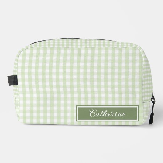 Grüner Gingham Hübscher Karo Kosmetik Schön Waschbeutel (Vorderseite)