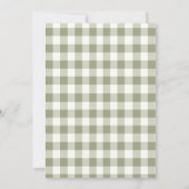 Grüner Gingham-Jungen-Stallparty-Tier Einladung (Rückseite)