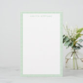 Grüner Gingham Karo Briefpapier (Stehend Vorderseite)