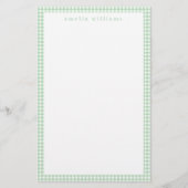 Grüner Gingham Karo Briefpapier (Vorderseite)