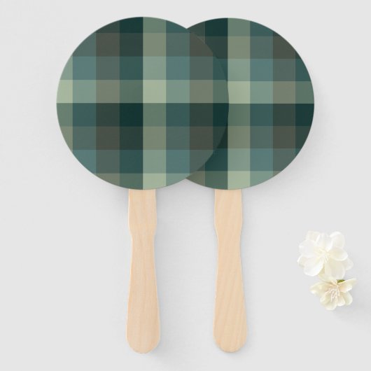 Grüner Gingham-Karo-Karo-Design Fächer (Vorne und Hinten)
